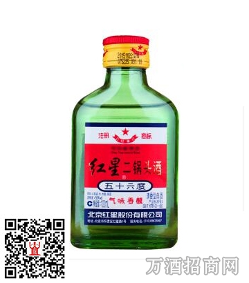 北京红星二锅头白酒 56度 小扁二 100ML单瓶装